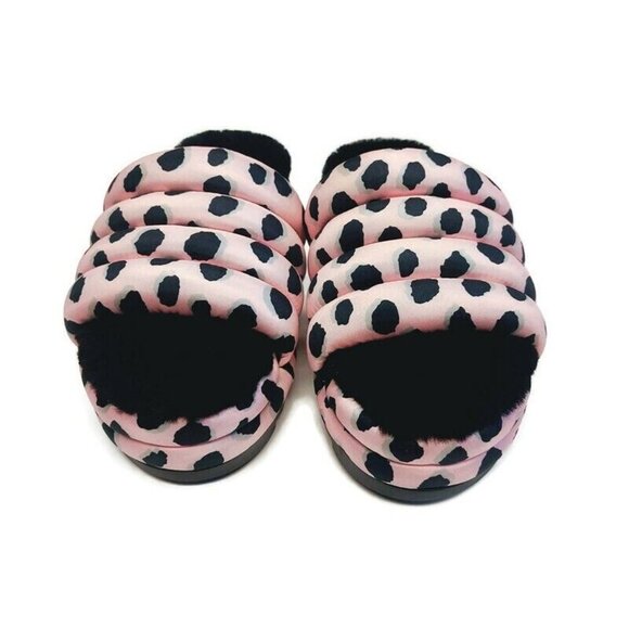 UGG Womens 8 Maxi Slide Cheetah Print Sheepskin Platform Slippers Pink Scallop - Picture 5 of 8